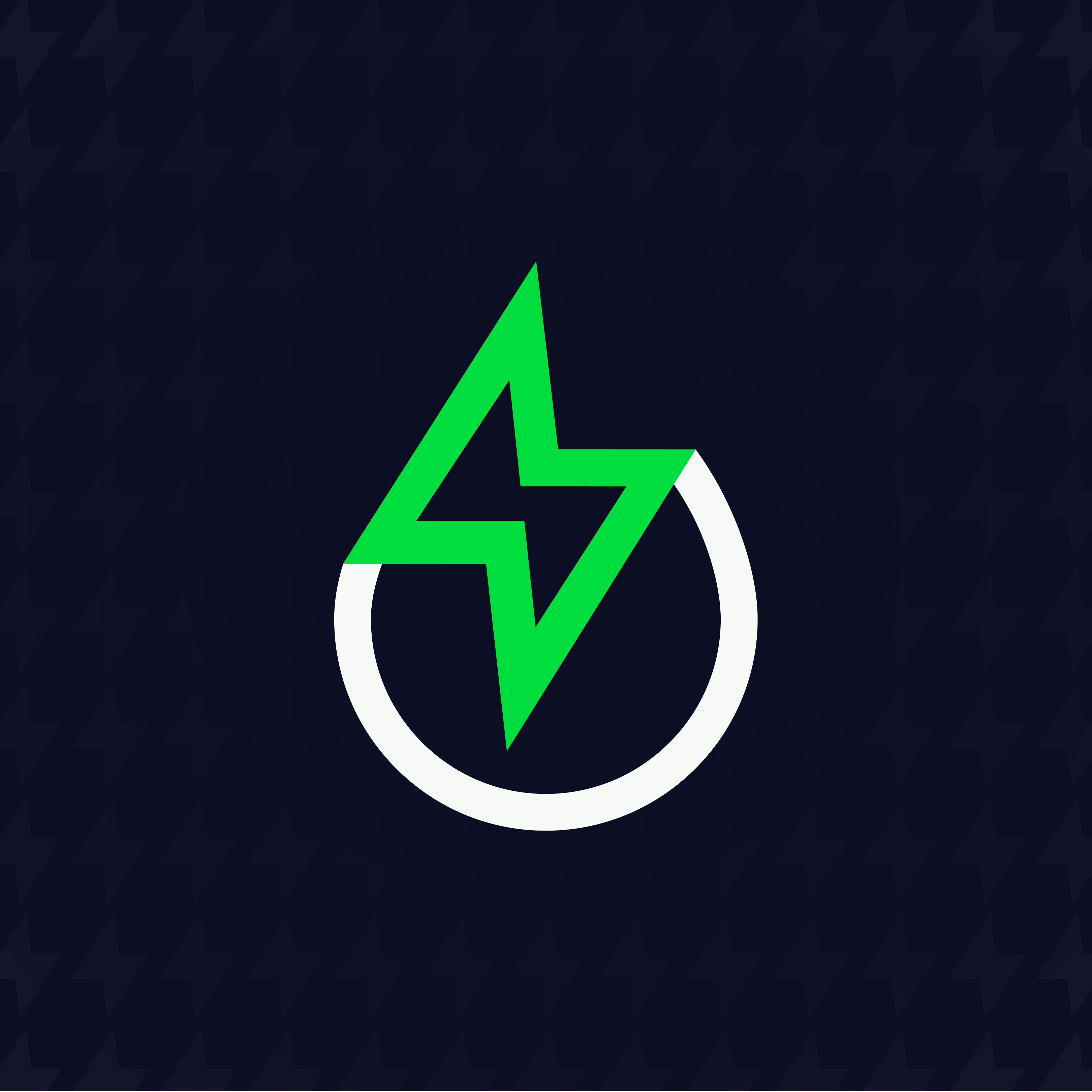 New logo mark on patterned navy background